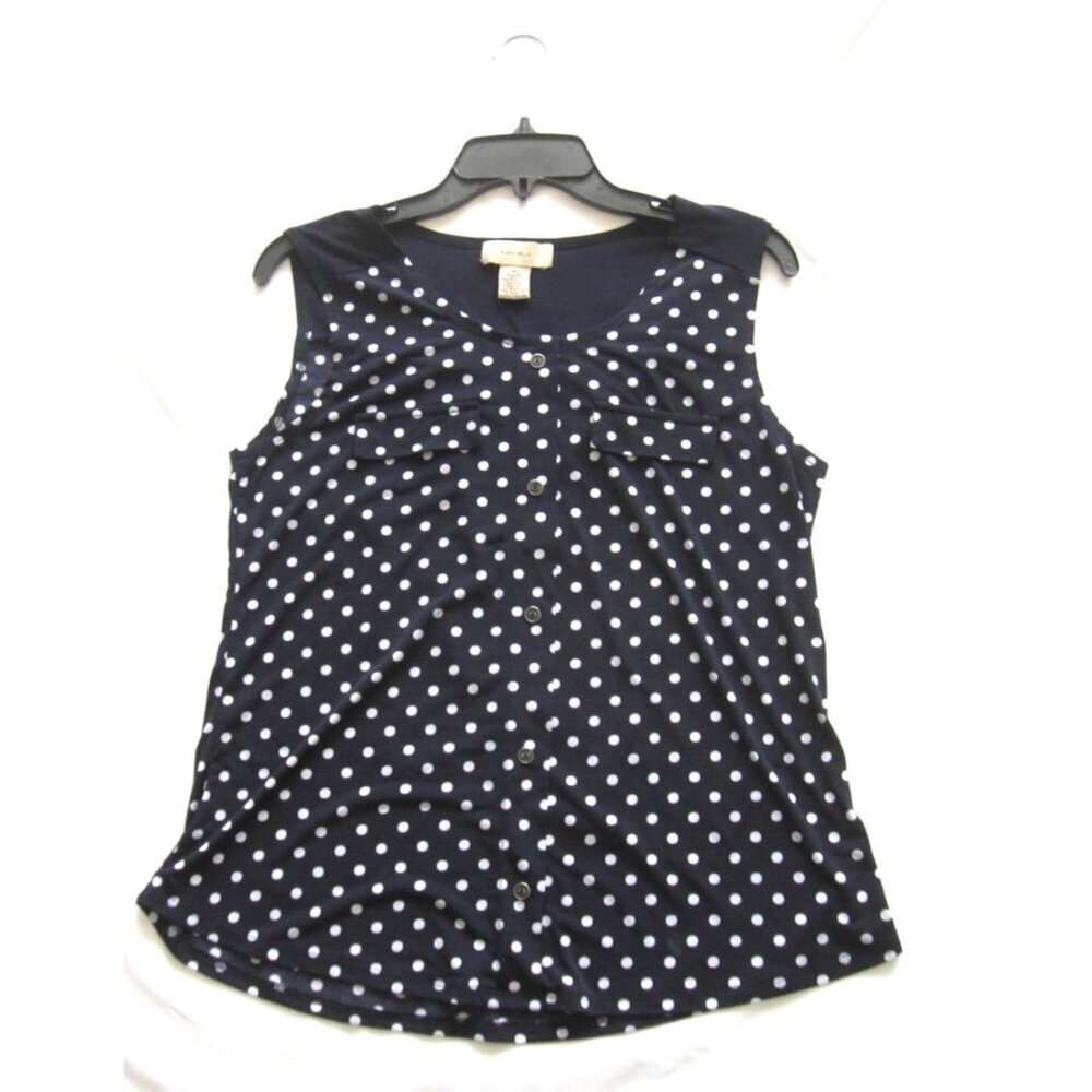 Diana Belle Women's Polka Dot Sleeveless  Normcore Workwear Classic Top Sz M